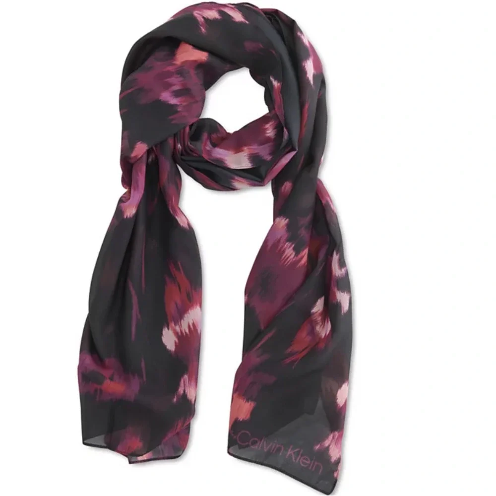 Calvin Klein Women's Abstract Multicolor Floral Chiffon Scarf One Size